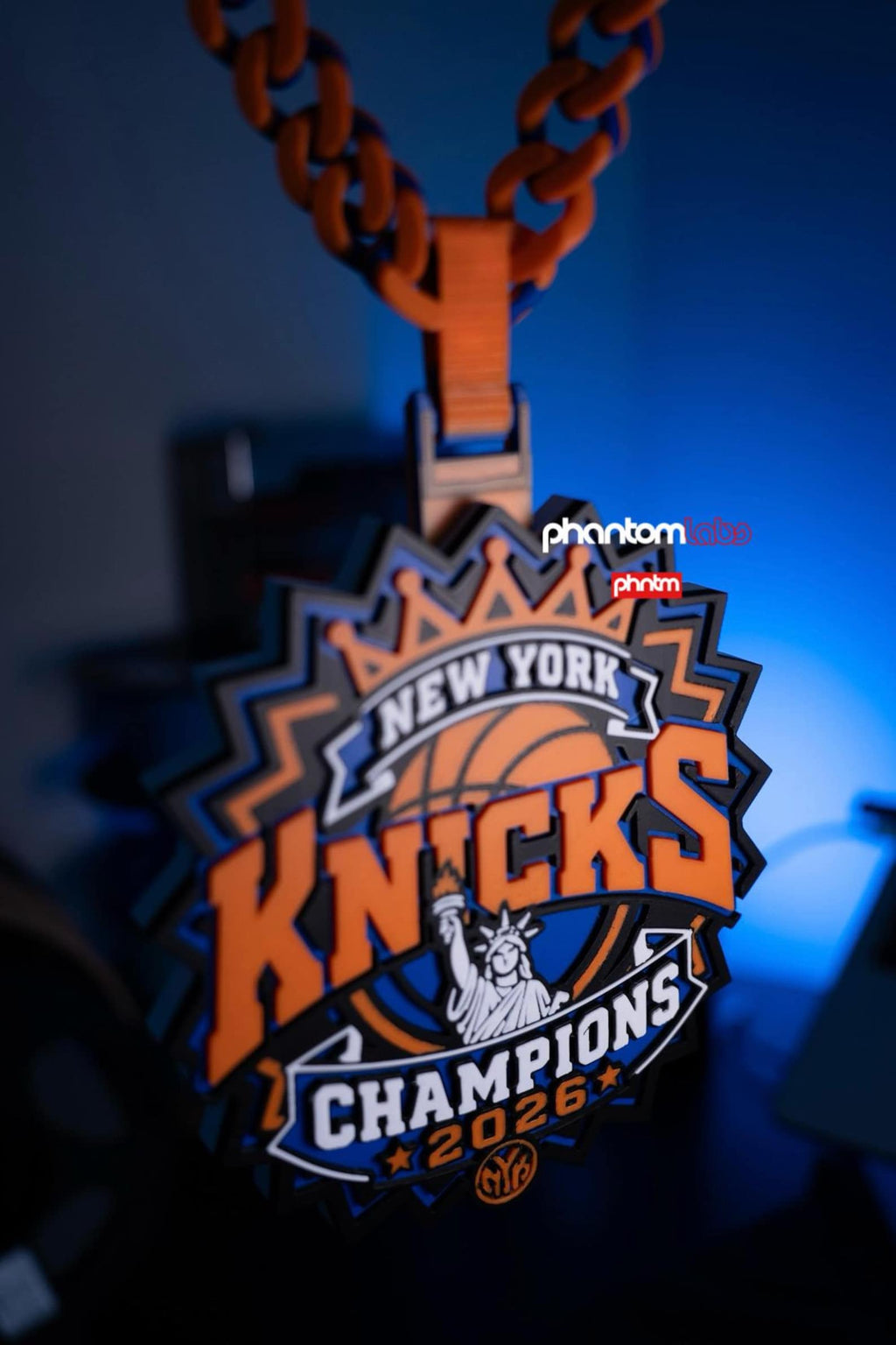 New York Knicks 2026 NBA Champions Hype Chain Necklace – 3D Printed Pendant