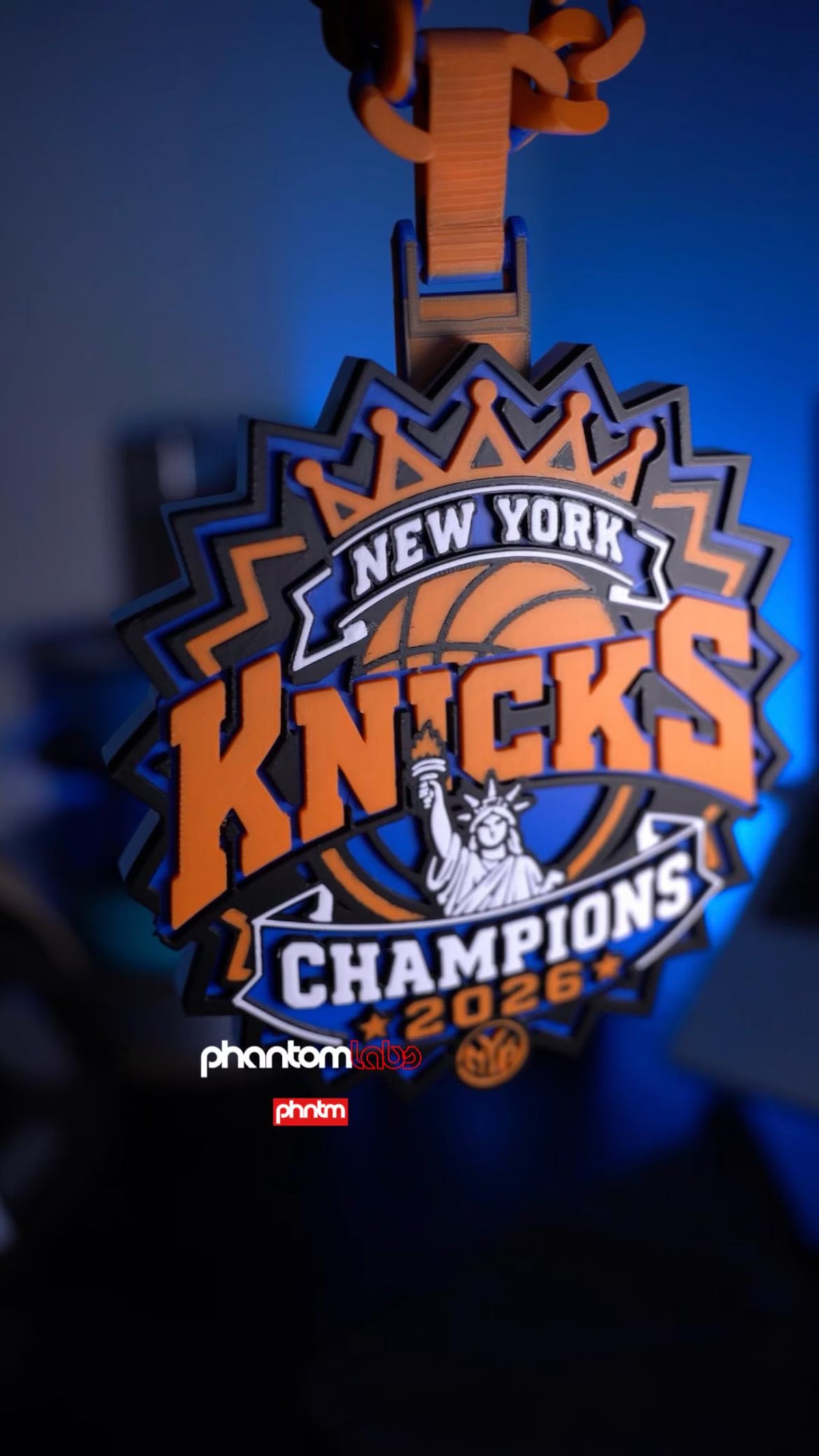 New York Knicks 2026 NBA Champions Hype Chain Necklace – 3D Printed Pendant