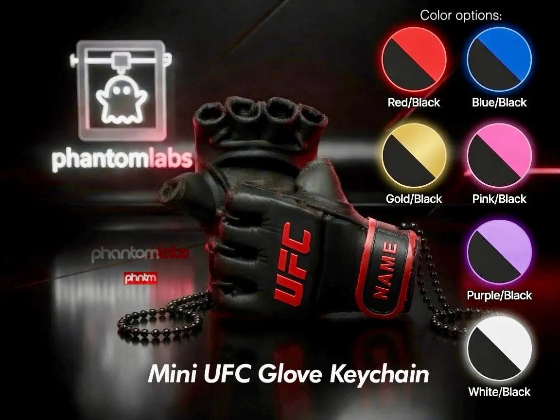 UFC Style Mini MMA Glove Keychain | Custom Name Gym Bag Charm Personalized
