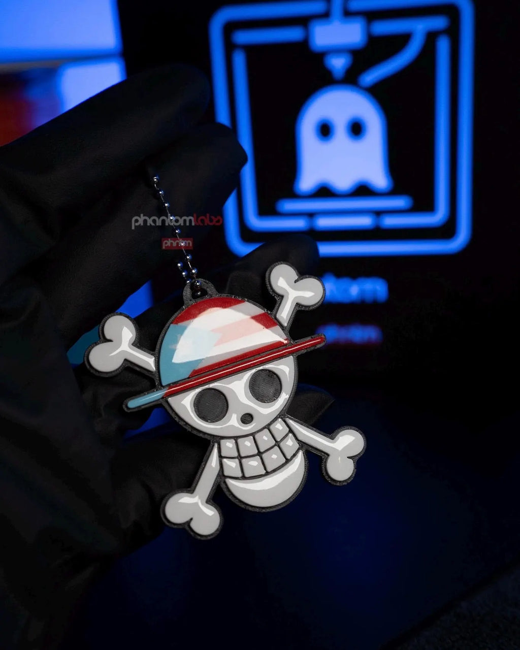 Puerto Rican Straw Hat Pirate Keychain | Anime Inspired Llavero | Puerto Rico Flag Jolly Roger