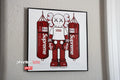 Supreme KAWS Boxing Wall Art Framed 3D Print - White Red Street Art Decor with Hanging Hole